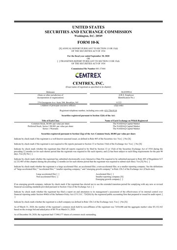 Thumbnail Cemtrex 10-K Annual Report 2020