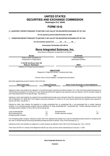 Thumbnail Novo Integrated Sciences 10-Q Quarterly Report FY2021 