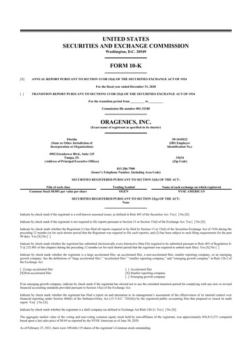 Vorschaubild Oragenics 10-K Jahresbericht 2020