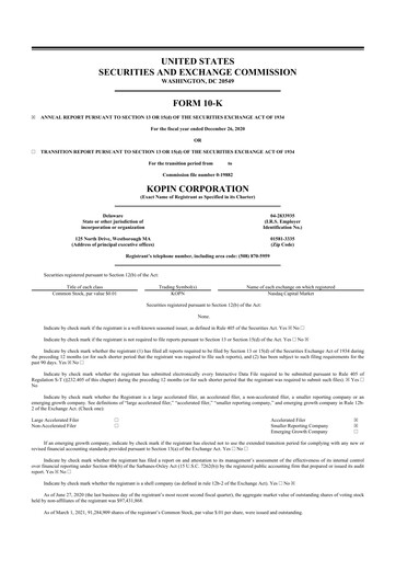 Thumbnail Kopin Corporation
 10-K Annual Report 2020