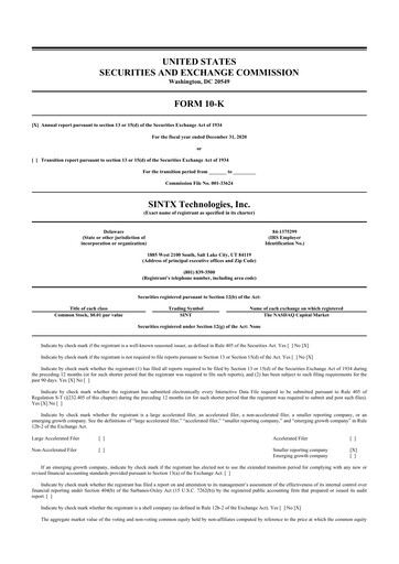 Thumbnail SINTX Technologies
 10-K Annual Report 2020