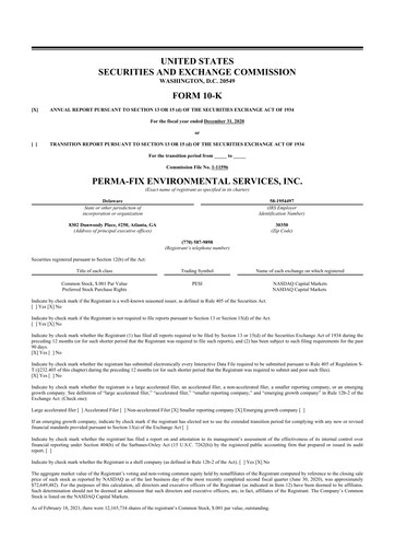 Thumbnail Perma-Fix Environmental Services 10-K Annual Report 2020