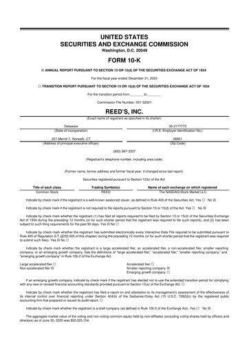 Miniature Reed's, Inc. 10-K Rapport annuel 2020