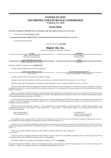 Thumbnail Digital Ally 10-K Annual Report 2020