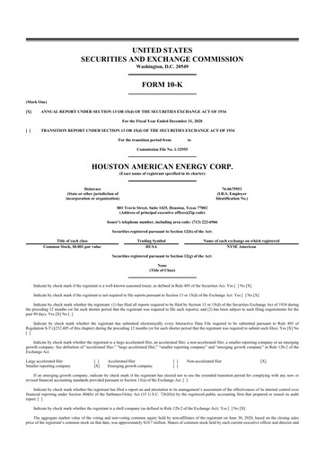 Thumbnail Houston American Energy 10-K Annual Report 2020