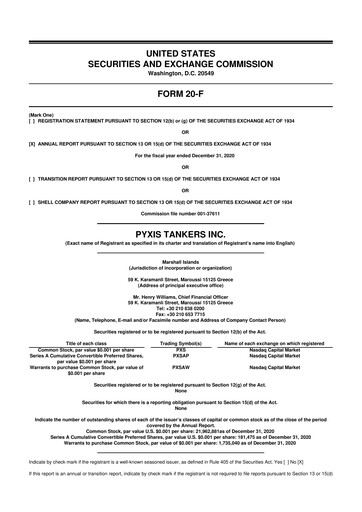 Vorschaubild Pyxis Tankers 20-F Jahresbericht 2020