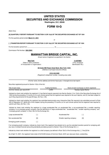 Thumbnail Manhattan Bridge Capital
 10-Q Quarterly Report FY 