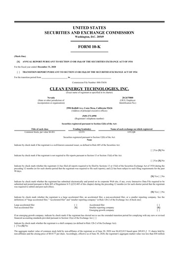 Vorschaubild Clean Energy Technologies 10-K Jahresbericht 2020
