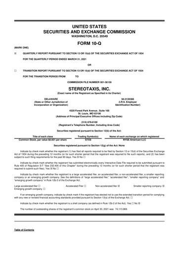 Thumbnail Stereotaxis 10-Q Quarterly Report FY2021 