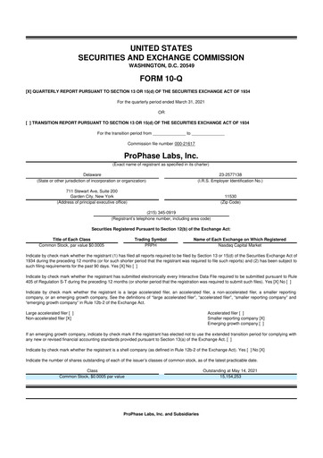 Thumbnail ProPhase Labs 10-Q Quarterly Report FY2021 