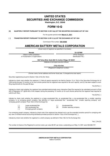 Thumbnail American Battery Technology Company 10-Q Quarterly Report FY2021 