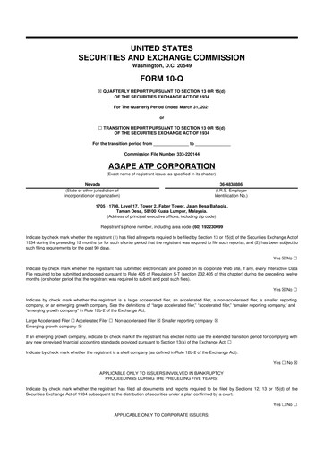 Thumbnail Agape ATP 10-Q Quarterly Report FY2021 