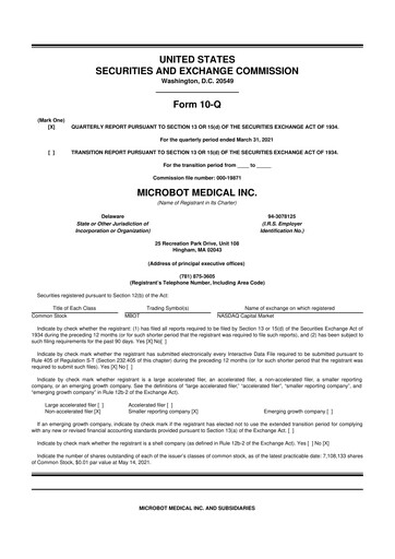 Thumbnail Microbot Medical
 10-Q Quarterly Report FY2021 