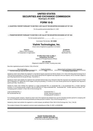 Vorschaubild Vislink Technologies
 10-Q Quartalsbericht 2021 