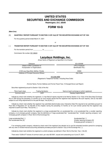 Thumbnail Lazydays Holdings 10-Q Quarterly Report FY2021 