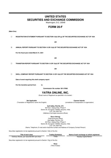 Vorschaubild Yatra 20-F Jahresbericht 