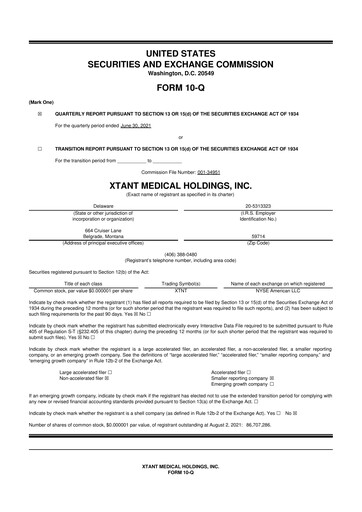 Vorschaubild Xtant Medical 10-Q Quartalsbericht  