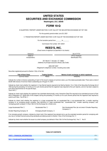 Vorschaubild Reed's, Inc. 10-Q Quartalsbericht  