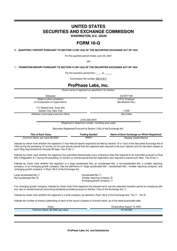 Thumbnail ProPhase Labs 10-Q Quarterly Report FY2021 
