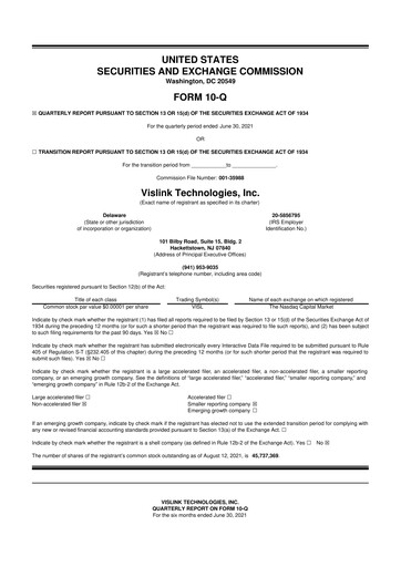 Vorschaubild Vislink Technologies
 10-Q Quartalsbericht 2021 