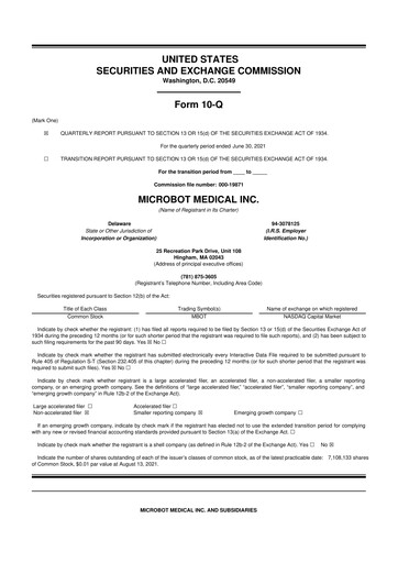 Thumbnail Microbot Medical
 10-Q Quarterly Report FY2021 