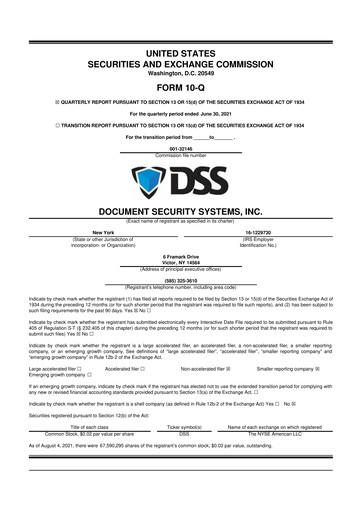 Vorschaubild DSS, Inc. (Document Security Systems) 10-Q Quartalsbericht 2021 