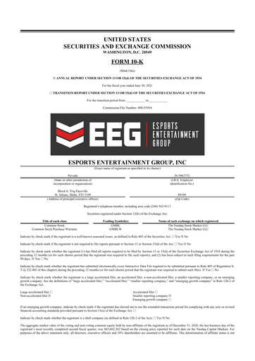 Thumbnail Esports Entertainment
 10-K Annual Report 2021