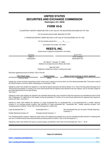 Vorschaubild Reed's, Inc. 10-Q Quartalsbericht  