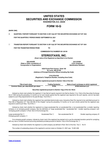 Thumbnail Stereotaxis 10-Q Quarterly Report FY2021 