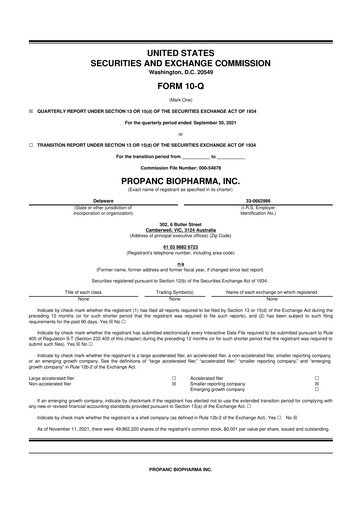 Thumbnail Propanc Biopharma 10-Q Quarterly Report FY2022 