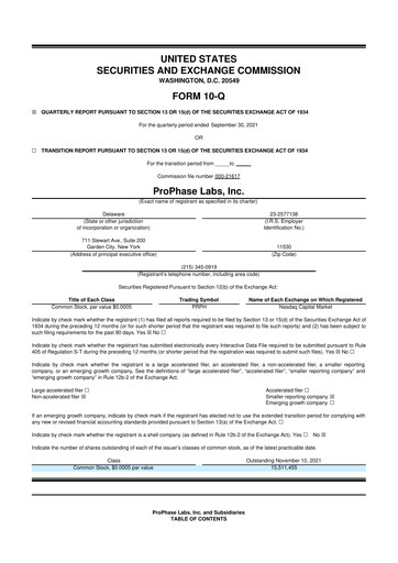 Thumbnail ProPhase Labs 10-Q Quarterly Report FY2021 