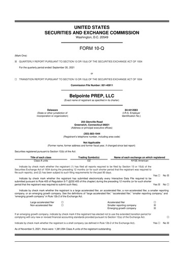 Thumbnail Belpointe PREP, LLC 10-Q Quarterly Report FY2021 