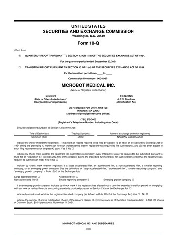 Thumbnail Microbot Medical
 10-Q Quarterly Report FY2021 