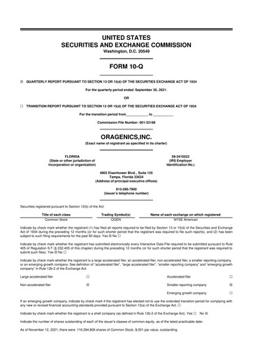 Thumbnail Oragenics 10-Q Quarterly Report FY2021 