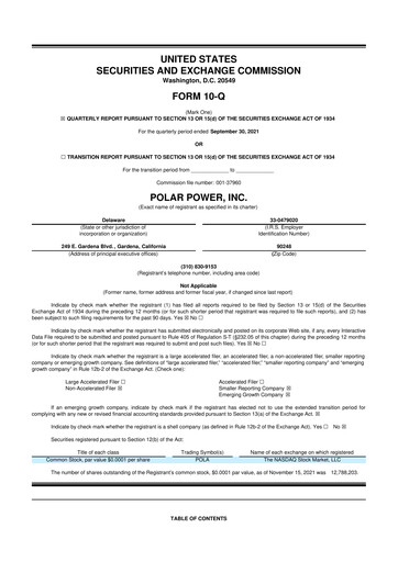 Miniature Polar Power
 10-Q Rapport trimestriel 2021 