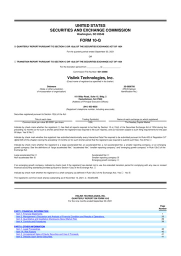 Vorschaubild Vislink Technologies
 10-Q Quartalsbericht 2021 