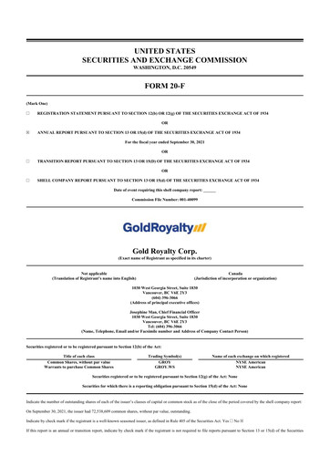 Thumbnail Gold Royalty Corp 20-F Annual Report 2021
