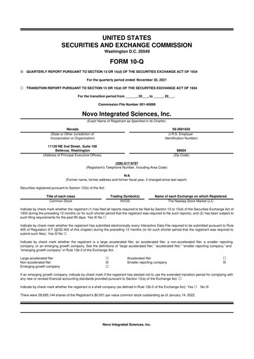 Thumbnail Novo Integrated Sciences 10-Q Quarterly Report FY2022 