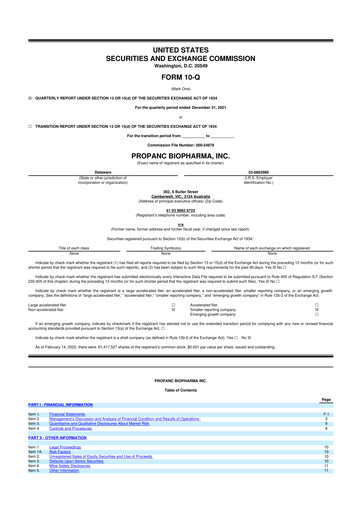 Thumbnail Propanc Biopharma 10-Q Quarterly Report FY2022 