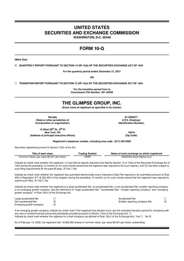 Thumbnail The Glimpse Group 10-Q Quarterly Report FY2022 