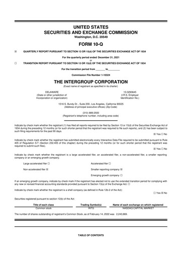 Thumbnail The InterGroup Corporation 10-Q Quarterly Report FY2022 