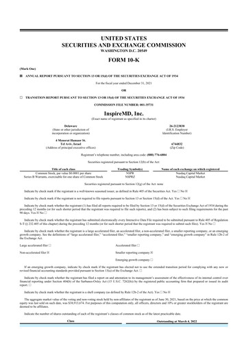 Thumbnail InspireMD 10-K Annual Report 2021