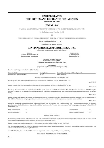 Thumbnail Matinas BioPharma 10-K Annual Report 2021