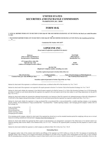 Miniature Lipocine 10-K Rapport annuel 2021