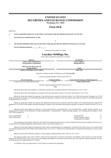 Thumbnail Lazydays Holdings 10-K Annual Report 2021