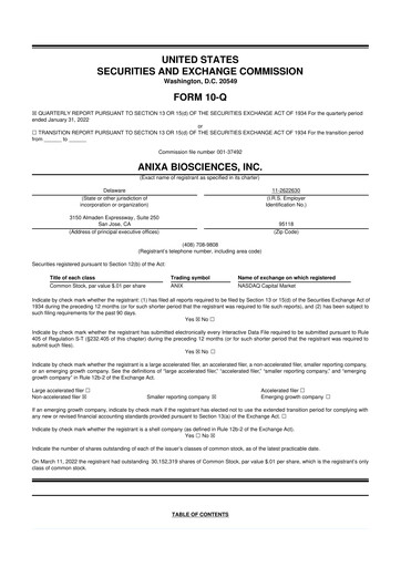 Vorschaubild Anixa Biosciences 10-Q Quartalsbericht 2022 