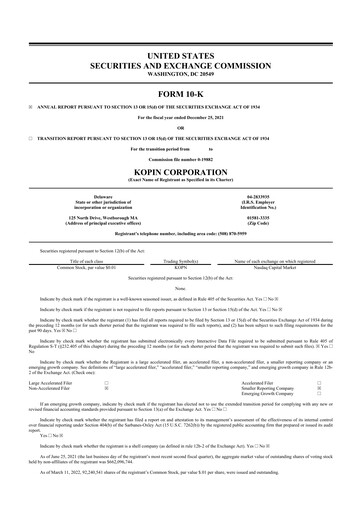 Thumbnail Kopin Corporation
 10-K Annual Report 2021