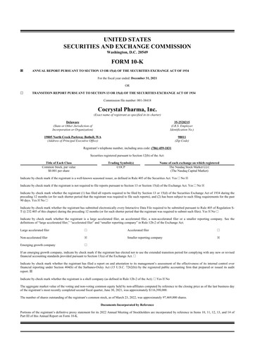 Vorschaubild Cocrystal Pharma
 10-K Jahresbericht 2021