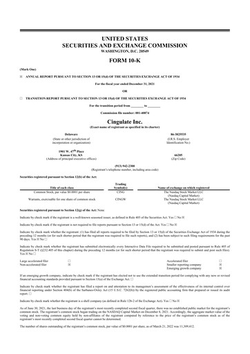 Miniature Cingulate 10-K Rapport annuel 2021