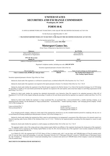 Thumbnail Motorsport Gaming 10-K Annual Report 2021